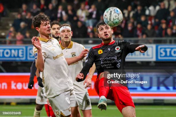 Bas Kuipers of Go Ahead Eagles and Troy Parrott of SBV Excelsior battle for the ball during the Dutch Eredivisie match between Excelsior Rotterdam...