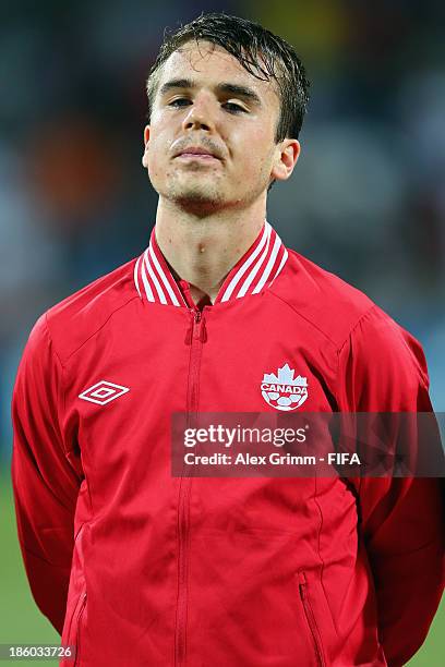 Alexander Comsia of Canada during the FIFA U-17 World Cup UAE 2013 Group E match between Argentina and Canada at Al Rashid Stadium on October 25,...