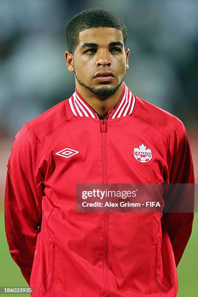 Jordan Hamilton of Canada during the FIFA U-17 World Cup UAE 2013 Group E match between Argentina and Canada at Al Rashid Stadium on October 25, 2013...