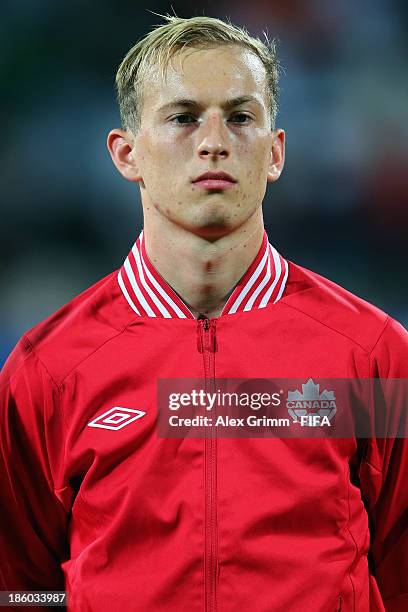 Jordan Haynes of Canada during the FIFA U-17 World Cup UAE 2013 Group E match between Argentina and Canada at Al Rashid Stadium on October 25, 2013...