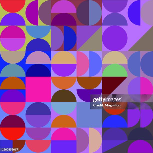 geometric fusion, a contemporary composition with minimalist shapes, abstract background - wall paintings stock illustrations