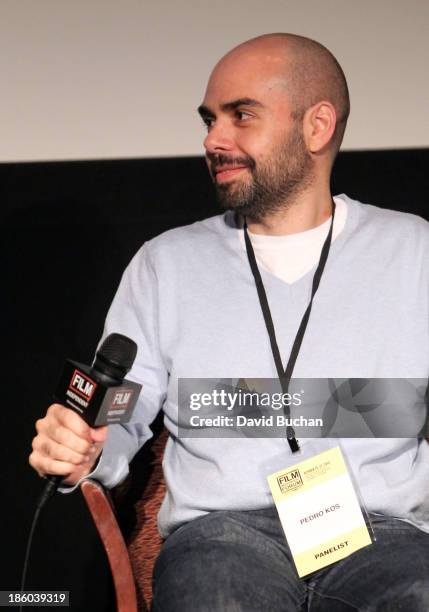 The Crash Reel" and "Waste Land" editor Pedro Kos speaks onstage at the Film Independent forum at the DGA Theater on October 27, 2013 in Los Angeles,...