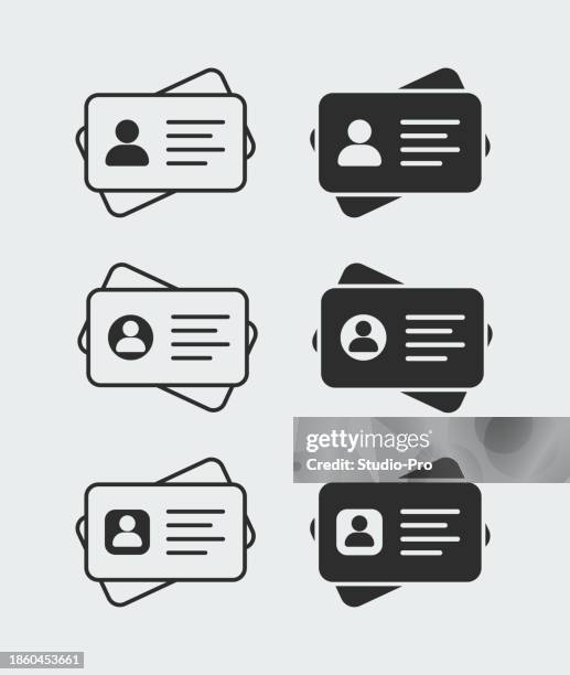 identification card icon set. flat line art. - idaho stock illustrations