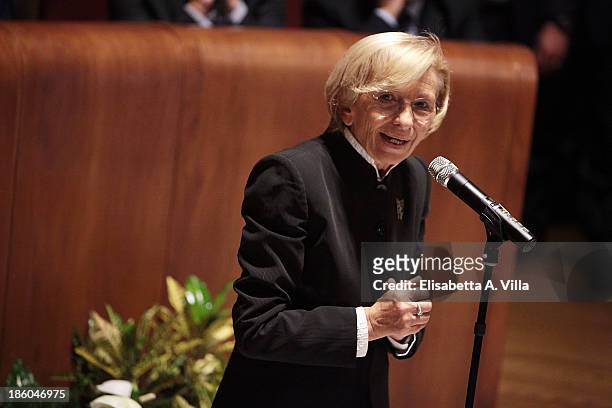 Italian Minister of Foreign Affairs Emma Bonino attends the Nobel Peace Laureate Aung San Suu Kyi honorary citizenship of Rome cerimony in...