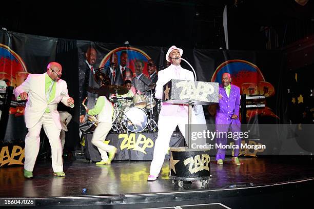 Dale DeGroat, Terry Troutman and Gregory Jackson perform at the O'Jays 8th Annual Celebrity Scholarship Weekend Masquerade Ball at TW Theater on...
