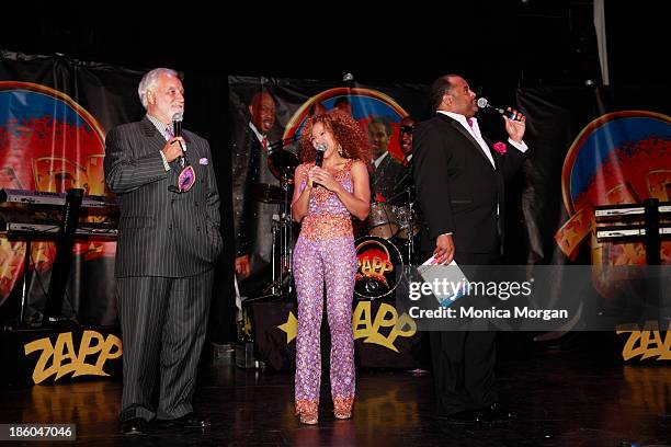 Danny Bankwell, Donna Richardson-Joyner and Roland Martin speak at the O'Jays 8th Annual Celebrity Scholarship Weekend Masquerade Ball at TW Theater...