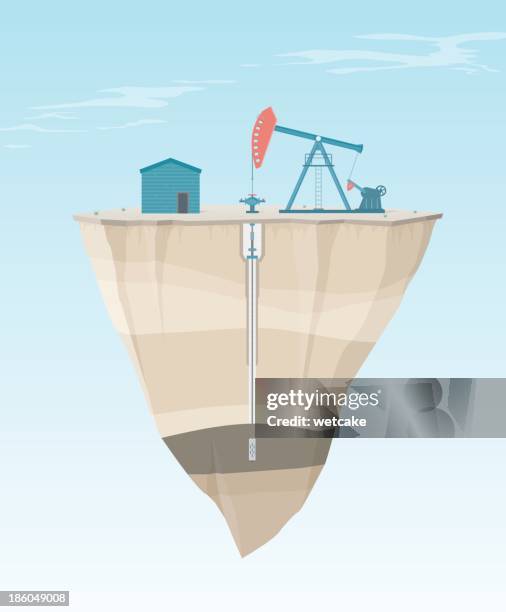 pumpjack cross section - rock strata stock illustrations