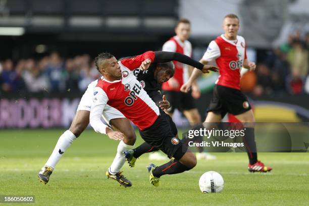 Tony Vilhena of Feyenoord, Kwame Quansah of Heracles Almelo during the Dutch Eredivisie match between Feyenoord and Heracles Almelo on Oktober 27,...