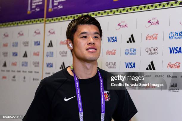 Hiroki Sakai of Urawa Reds arrives at stadium with his team prior FIFA Club World Cup Semi final match between Urawa Reds and Manchester City at King...