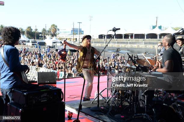 Musician Allen Stone performs onstage during day 2 of the Life is Beautiful festival on October 27, 2013 in Las Vegas, Nevada.