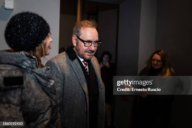 Kevin Spacey attends as Franco Nero and Kevin Spacey read Gabriele Tinti's poems at Palazzo Massimo alle Terme on December 16, 2023 in Rome, Italy.