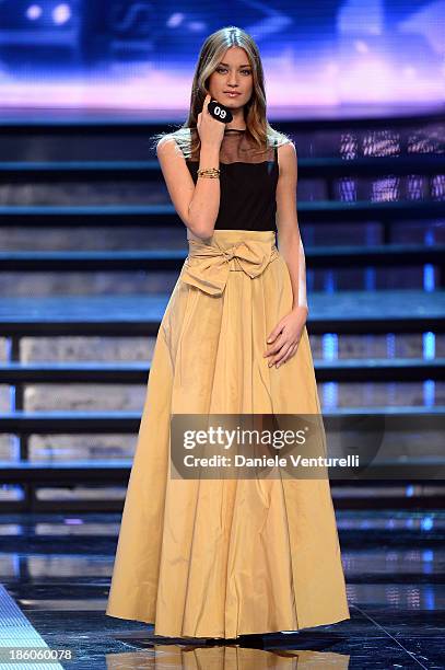 Giulia Arena attends the 2013 Miss Italia beauty pageant at the Pala Arrex on October 27, 2013 in Jesolo, Italy.