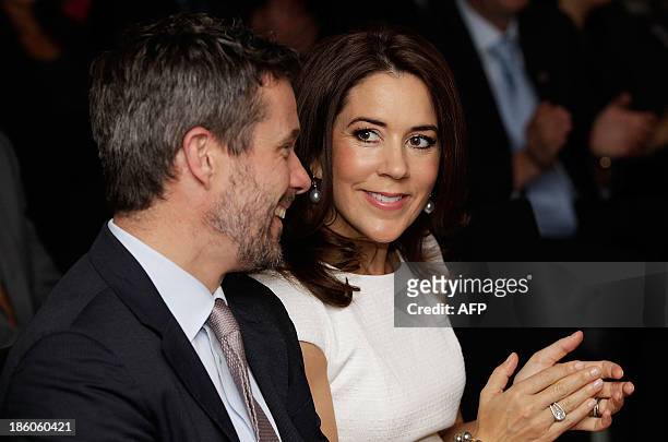 Denmark's Crown Prince Frederik and his Australian wife Crown Princess Mary attend an offical ceremony of the Diploma of the Danish Export...