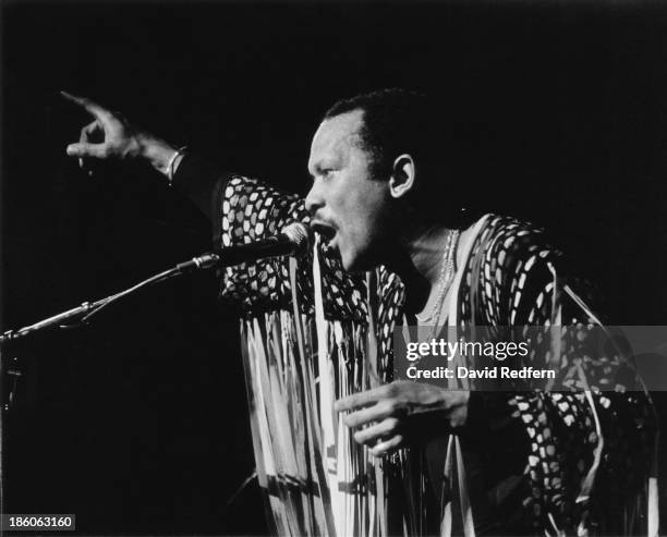 American jazz vibraphone player and composer Roy Ayers performing at the Hammersmith Odeon, London, March 1983.