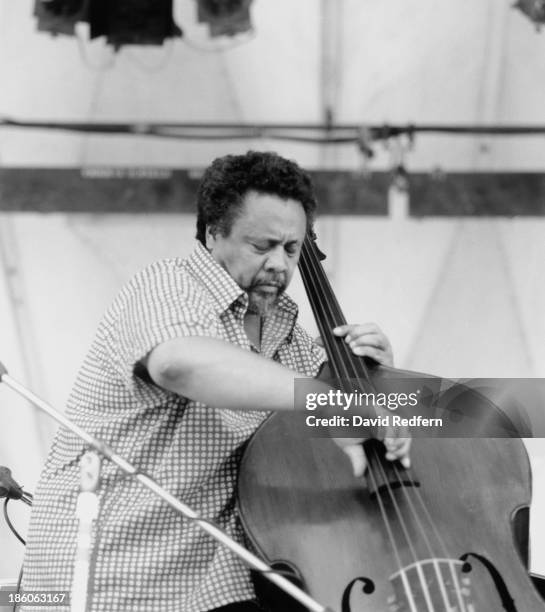 American jazz double bassist and composer Charles Mingus performs live on stage at the 1971 Newport Jazz Festival in Newport, Rhode Island on 3rd...