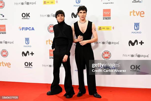 Javier Ambrossi and Javier Calvo attend the red carpet for the Jose María Forque Awards 2023 at Palacio Municipal de Congresos de Madrid on December...