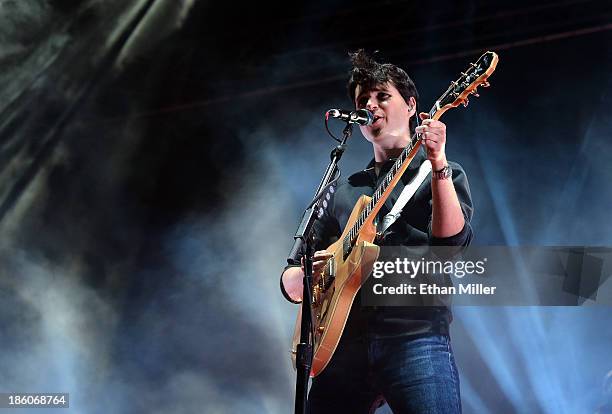 Singer/guitarist Ezra Koenig of Vampire Weekend performs during the Life is Beautiful festival on October 27, 2013 in Las Vegas, Nevada.