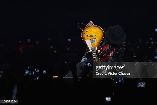 Joe Perry of Aerosmith performs on stage at Arena Ciudad de México on October 27, 2013 in Mexico City, Mexico.