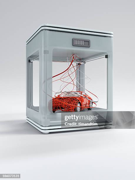 3d printer printing a car - 3d printer stock-fotos und bilder