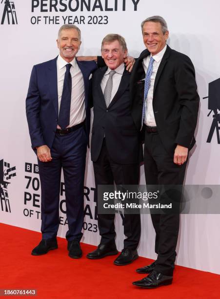 Graeme Souness, Kenny Dalglish and Alan Hansen attend the BBC Sports Personality Of The Year 2023 at Dock10 Studios on December 19, 2023 in...