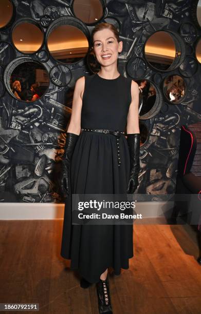 Rosamund Pike attends a tastemaker screening of "Saltburn" at The Ham Yard Hotel on December 19, 2023 in London, England.