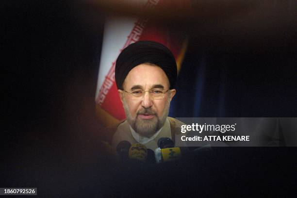 Iranian President Mohammad Khatami gives a press conference in Tehran 28 August 2002. Khatami said he would submit a bill calling for greater...