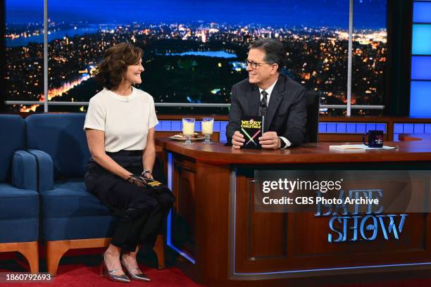 The Late Show with Stephen Colbert and guest Evie Colbert during Monday's December 18, 2023 show.