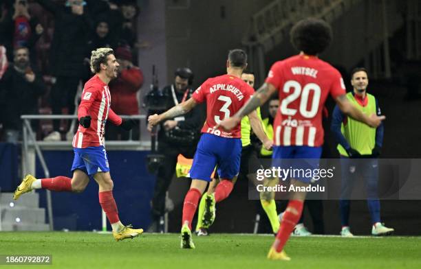 Antoine Griezmann of Atletico Madrid celebrates after scoring a goal during La Liga week 18 football match between Atletico Madrid and Getafe at...