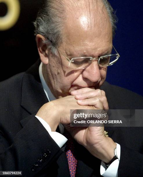 The president of Chile, Ricardo Lagos participates 12 April 2002 at the XVI Grupo de Rio summit in San Jose, Costa Rica. El presidente de Chile,...