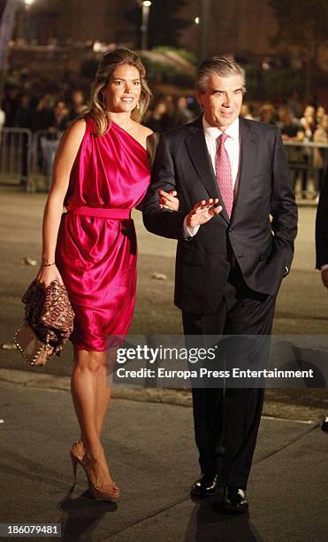 Cristina Valls-Taberner and Francisco Reynes attend the wedding of Pablo Lara and Anna Trufau at Santa Maria del Mar on October 26, 2013 in...