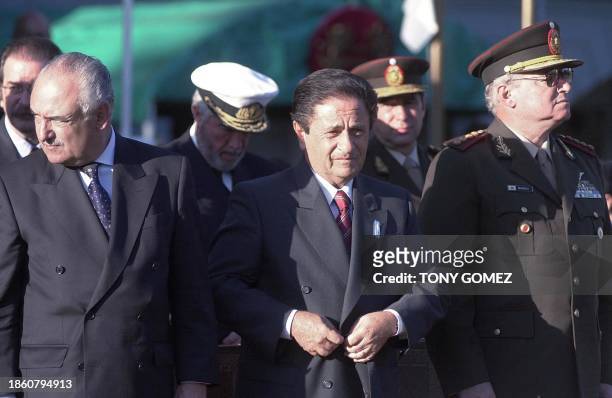 Argentine President Eduardo Duhalde prepares to deliver a speech regarding the Falkland islands in Buenos Aires, Argentina 02 April 2002. El...