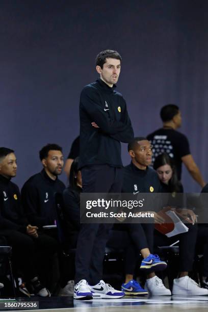 Head Coach Nick Kerr of the Santa Cruz Warriors looks on during the game against the Motor City Cruise during the 2023 G League Winter Showcase on...