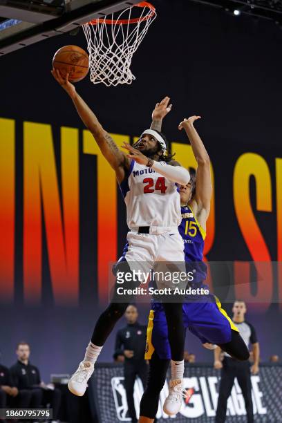 Zavier Simpson of the Motor City Cruise drives to the basket during the game against the Santa Cruz Warriors during the 2023 G League Winter Showcase...