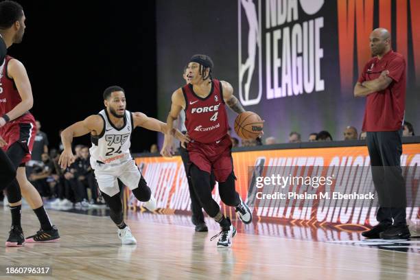 Hampton of the Sioux Falls Skyforce dribbles the ball during the game against the Raptors 905 during the 2023 G League Winter Showcase on December...