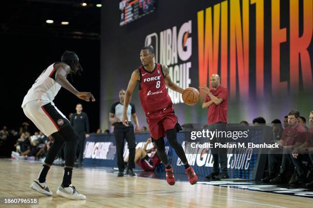 Jamal Cain of the Sioux Falls Skyforce dribbles the ball during the game against the Raptors 905 during the 2023 G League Winter Showcase on December...