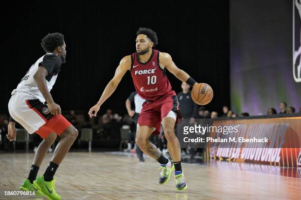 Caleb Daniel of the Sioux Falls Skyforce dribbles the ball during the game against the Raptors 905 during the 2023 G League Winter Showcase on...