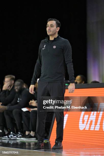 Head Coach Eric Khoury of the Raptors 905 looks on during the game against the Sioux Falls Skyforce during the 2023 G League Winter Showcase on...