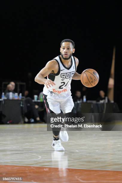 Markquis Nowell of the Raptors 905 dribbles the ball during the game against the Sioux Falls Skyforce during the 2023 G League Winter Showcase on...
