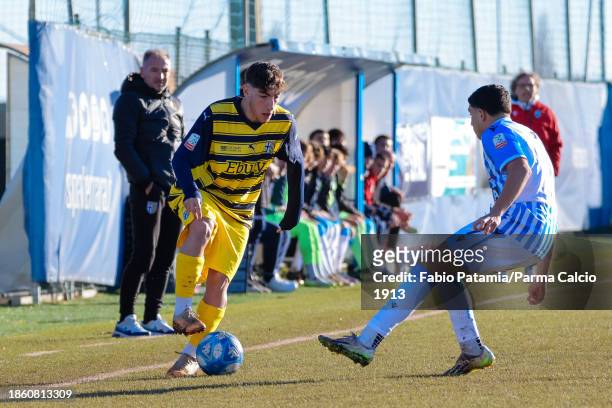 Alessandro Cardinali battle for the possession during the match between SPAL on December 16, 2023 in Ferrara, Italy.