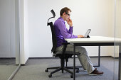 correct sitting position at desk with tablet