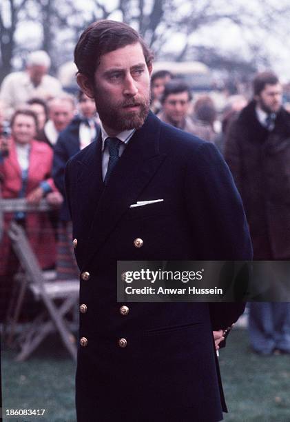 Prince Charles, Prince of Wales sports a smart naval beard as he attends Badminton Horse Trials on May 4, 1976 in Badminton, England.