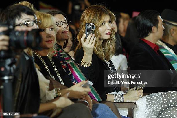 Yaffa Assouline, H.E. Dr Gulnara Karimova, Chairwoman of the Board of Trustees Fund Forum and Oksana Pushkina attend the Guli fashion show as part of...