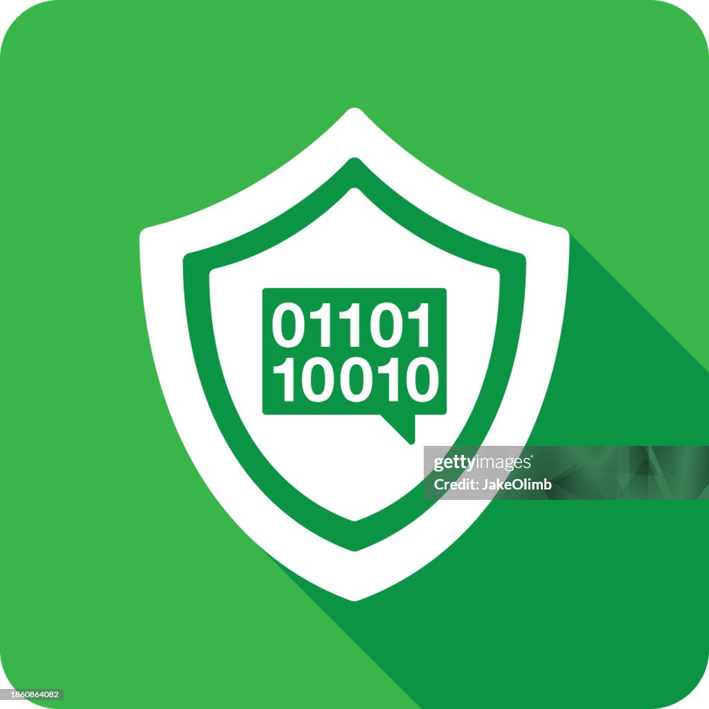 Shield Binary Speech Bubble Icon Silhouette
