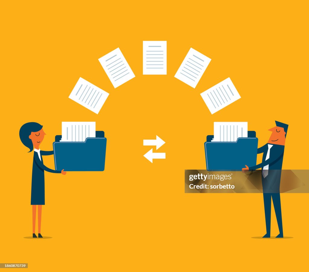 Transfer Document Program Transferred Documents Business People High-Res Vector Graphic - Getty ...
