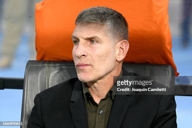 Martin Palermo, head coach of Platense looks on prior to the final match of Copa de la Liga Profesional 2023 between Rosario Central and Platense at...