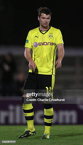 Manuel Greshake of Borussia Dortmund during the UEFA Youth League match between Arsenal U19 and Borussia Dortmund U19 at Meadow Park on October 23,...