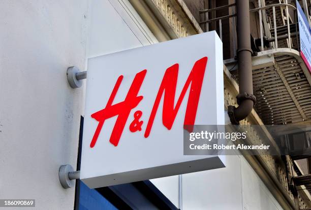 Sign at the entrance to the H&M clothing store in San Francisco's Union Square shopping district on October 4, 2013 in San Francisco, California.