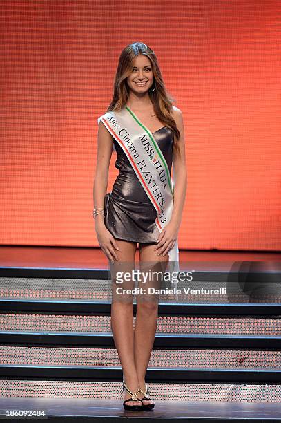 Miss Cinema Planters Giulia Arena attends the 2013 Miss Italia beauty pageant at the Pala Arrex on October 27, 2013 in Jesolo, Italy.