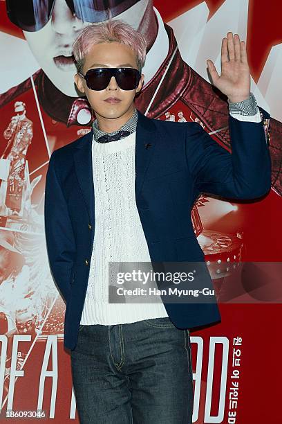 Dragon of South Korean boy band Bigbang attends his documentary film 2013 1st World Tour "One of a Kind" 3D press screening on October 28, 2013 in...