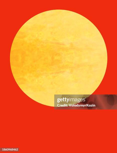 scenic fantasy background with sun disk on bright red background - screen saver backgrounds stock illustrations